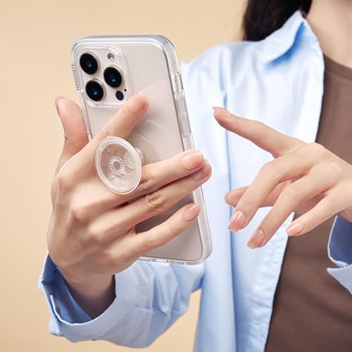 Mag Safe-Compatible Glitter Pop Socket Phone Grip & Stand – Stylish Clear Kickstand for Secure Wireless Charging and Effortless Media Viewing, Essential Cute Accessory for Enhanced Mobile Experience