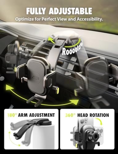 Universal Dashboard Cell Phone Holder by Bracketron – 360° Rotatable Mount with Strong Suction Cup for Secure Smartphone Access in Any Vehicle – Compatible with i Phone, Samsung, Google, Huawei and More – Effortless One-Click Release for Enhanced Safety and Convenience