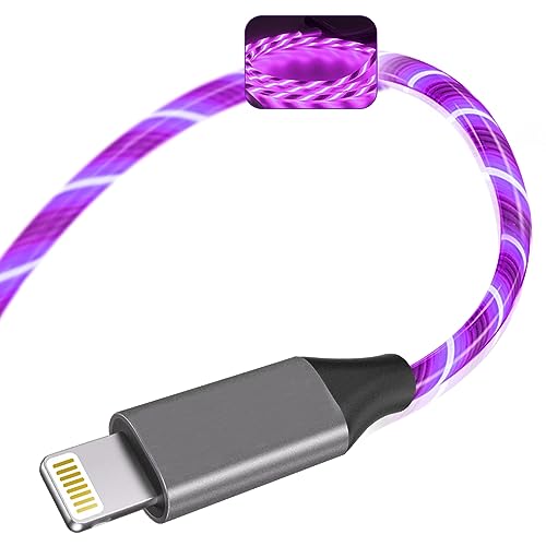 Vibrant LED i Phone Charger Cable | MFi Certified Lightning Cable for Fast, Reliable Charging | 6 ft Multicolored Glow Cable Compatible with i Phone 12, 11 Pro Max, XR, X, SE, 8 Plus, i Pad, i Pod | Stylish Power Solution for On-the-Go Charging