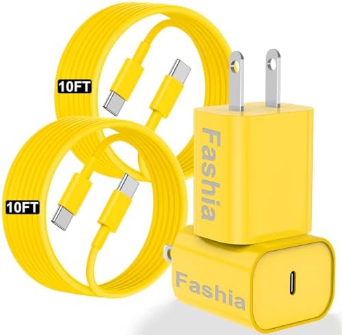 Ultimate USB C Charger for i Phone 16 & 15 – Fast Charging with 10 FT Long USB C to C Cable – Ideal for i Pad Pro 12.9/11 & i Pad Air 5 th – Reliable Power Block for Home & Travel – Enhanced Speed & Compatibility