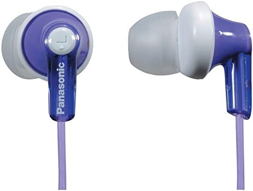 Panasonic Ergo Fit Wired Earbuds with Microphone – Superior Sound Quality with Ergonomic Comfort, Universal 3.5 mm Jack Earphones for Phones and Laptops in Stylish Metallic Purple – Custom-Fit Earpieces (S/M/L) for Optimal Audio Experience and Hands-Free Calls – RP-TCM125-VA