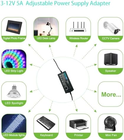 Versatile 120 W Universal AC to DC Power Adapter – Adjustable 3 V to 12 V, 10 A Output with 14 Interchangeable Tips & Polarity Converter for Seamless Compatibility with LED Strip Lights, Printers, CCTV Cameras, and More – Ultimate Efficiency and Durability Ensured