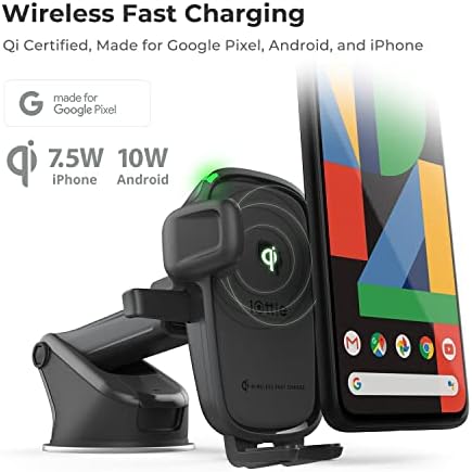 i Ottie Easy One Touch Wireless 2 Qi Dashboard Phone Mount & Car Charger – Effortless Smartphone Accessibility and Charge Efficiency for i Phone, Samsung Galaxy, Huawei, LG – Streamlined Driving Experience with Enhanced Safety Features and Adjustable Viewing Angles