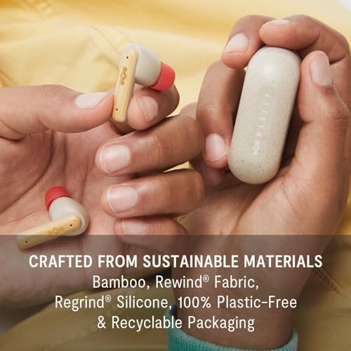 House of Marley Little Bird Eco-Conscious True Wireless Earbuds – Exceptional Audio Quality with Touch Controls, Integrated Mic, 24-Hour Battery Life, and USB-C Fast Charging – Ideal for Gamers and Music Enthusiasts (Red) – Experience Sustainable Sound Innovation for Everyday Use