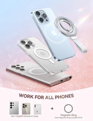 JOYROOM 2025 Magnetic Phone Grip – Super-Strong Magnet & Stylish Twinkle Design for i Phone 16/15/14/13 – Includes Silicone Lanyard for Enhanced Security and Convenience – Lightweight, Durable Accessory Perfect for On-the-Go Lifestyles