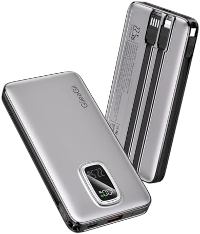 Ultimate 10000 m Ah Portable Power Bank with Built-In USB-C, USB-A & i OS Cables – 22.5 W Fast Charging Power Bank for i Phone 16/15/14/13, Samsung S24/S23/S22/S21, i Pad & More – Lightweight, Airline-Approved Charger for On-the-Go Convenience and Enhanced Device Compatibility