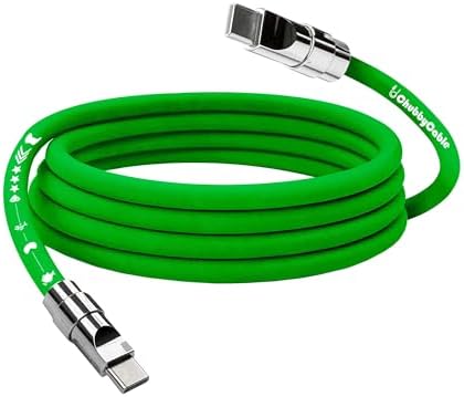 chubbycable Mirrored Head Chubby – 240W Fast Charging Cable Ultra-Thick Silicone USB C Cable Phones Tablets C to C Charger Cord, Red, Type-C to Type-C, 3.3FT – Enhanced Compatibility and Speed