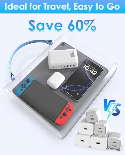 Ultimate 300 W Ga N Fast USB C Charging Hub – 8-Port Power Adapter with PD 100 W for Laptops, i Phone 16/15/14, Galaxy S23/22 – Flexible 5 ft Cord for Seamless Home & Office Charging – All-in-One Device Power Solution