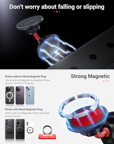 Magnetic Gym Phone Holder for Mag Safe – Ultimate Hands-Free Workout Accessory with Dual Ball Head for Optimal Viewing – Securely Supports i Phone 12 to 16 Pro Max & All Smartphones – Elevate Your Fitness Routine with Seamless Connectivity and Stability