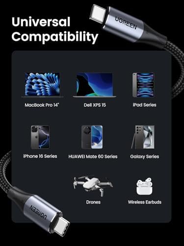UGREEN USB C to USB C 3.2 Gen 2 Cable – 10 Gbps High-Speed Data Transfer & 4 K Video Support – 240 W Rapid Charging for i Phone 16/15, Samsung Galaxy S24/S23, Mac Book Pro, i Pad Pro, Dell XPS – 3.3 FT Versatile Connection for Enhanced Performance and Reliability