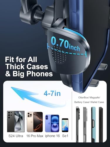 Universal Car Vent Phone Mount – Effortless Hands-Free Smartphone Holder for All Devices | Secure Clip Design Ensures Stability While Keeping Air Vents Clear | Quick Installation & Sleek Look for i Phone, Samsung, and More | Elevate Your Driving Experience with Safe Navigation and Comfort