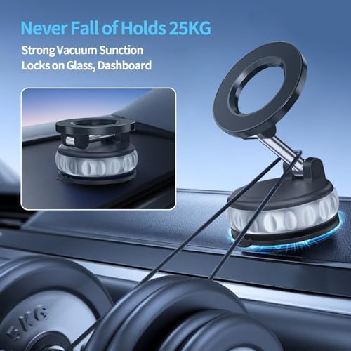 2025 Advanced Vacuum Suction Magnetic Phone Holder – Ultra-Foldable 360° Adjustable Car Mount for Seamless Hands-Free Connectivity in Vehicles, Gyms, and Smooth Surfaces – Universal Compatibility for Optimal Device Stability and Convenience