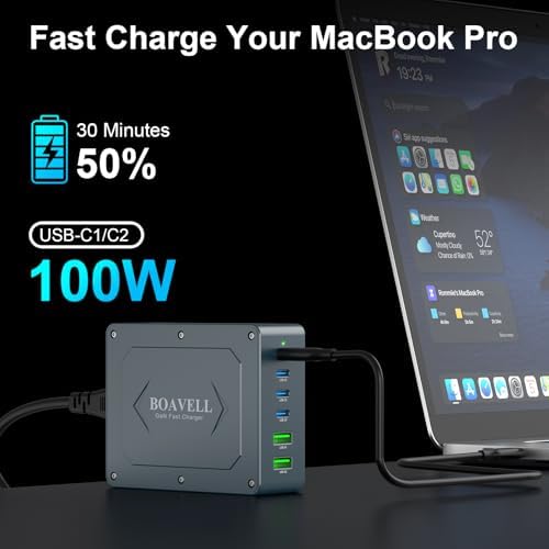 285 W Ga N Fast Charging Hub – 6-Port USB-C Power Station with Dual 100 W PD for Lightning-Fast Device Charging – Compact & Travel-Friendly Design with 100 W Cable Included – Perfect for i Phone 16, Mac Book, Samsung Galaxy & More