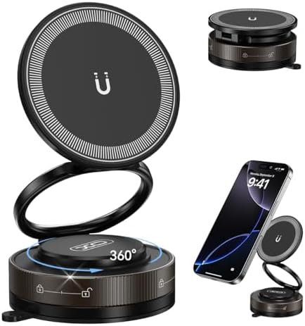 Revolutionary 360° Magnetic Car Phone Holder – Versatile Suction Mount for All Mag Safe Devices – Ultimate Convenience for Drivers, Fitness Enthusiasts, and Beauty Applications – Experience Superior Stability with Innovative Vacuum Technology – Compact and Foldable Design for Easy Portability – Seamlessly Navigate Hands-Free While Ensuring Maximum Safety and Comfort on the Road