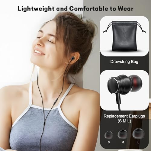 Ultimate USB C Wired Headphones for Samsung Galaxy S25/S24/S23/S22 Ultra, i Phone 15/16 Pro Max & Google Pixel 9 Pro 8 a – High-Fidelity Noise-Cancelling Earbuds with Built-in Mic, Volume Control & Ergonomic Comfort – Experience Unmatched Audio Clarity in Striking Blue