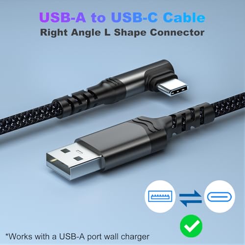 10 ft Right Angle USB C Cable 5-Pack – Fast Charging Nylon Braided Charger for Samsung Galaxy S25, S24, S23, A16, A15 & Google Pixel 9, 8 – Superior Durability and Comfort for Gaming and Daily Use – Enhanced Compatibility for All Type C Devices