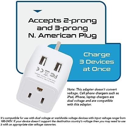 Compact Dual USB Travel Adapter for Effortless Charging in Australia, New Zealand, and China – Essential Type I Plug for Phones, Tablets, and Cameras – Quick Charge Capability with Universal Compatibility for Hassle-Free Global Adventures
