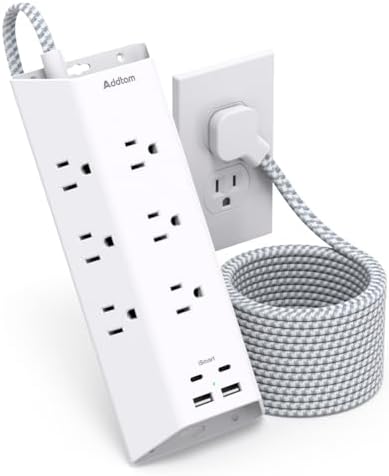 Addtam 10 ft Surge Protector Power Strip with 4 USB Charging Ports, Including 2 USB-C, 9 Outlet Desk Power Station for Home Office & College Dorm – Ultimate Safety and Fast Charging Solution for Multiple Devices