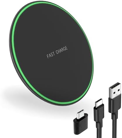 Effortless 15 W Fast Wireless Charging Pad for Samsung Galaxy & i Phone – Qi-Certified Charger with USB C OTG Adapter for Optimal Compatibility and Speed – Sleek & Portable Phone Accessory for Home, Office, or Travel – Built-in Safety Features for Overheat Protection – Ideal for S23/S22/S21/S20/S10/Note Series & i Phone 16/15/14/13/12/11/Air Pods