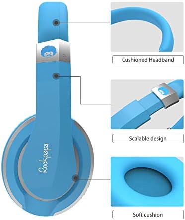 Rockpapa HS20 Kids Wired Headphones – Super Lightweight & Foldable Design with Integrated Microphone, Perfect for School, Travel & Entertainment – Compatible with Tablets & Smartphones, Stylish Black & Orange for Ages 3-15, Ideal for Learning, Play, and Hands-Free Communication