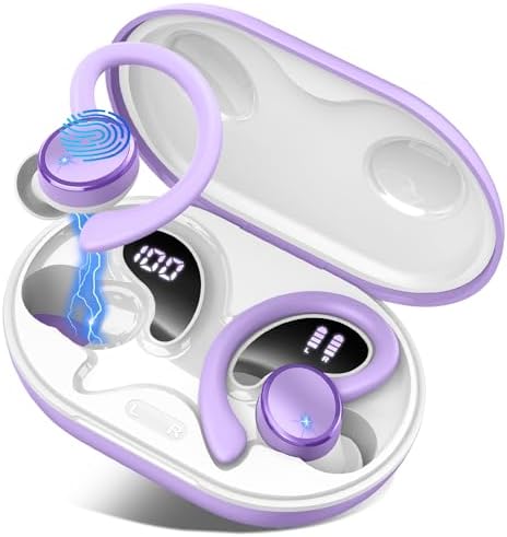 Unleash Your Athletic Potential with IP7 Waterproof Wireless Earbuds – Bluetooth 5.4 Headphones Offering 50 Hours of Immersive Deep Bass, Enhanced 4 ENC Noise Cancellation for Clear Calls, Ergonomic Earhook Design for Ultimate Comfort, and Dual LED Display for Seamless Connectivity and Performance