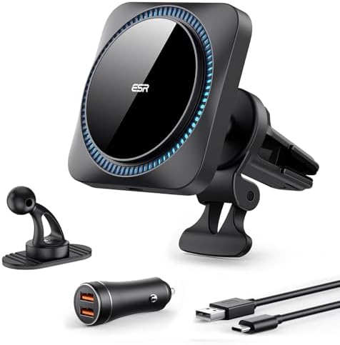 Revolutionize Your Drive with the ESR 15 W Mag Safe Car Mount Charger – Fast Wireless Charging for i Phone 12-16, Featuring Cryo Boost for Optimal Cooling, Apple-Certified Magnetic Phone Charger for Effortless Compatibility and Enhanced Performance on the Go