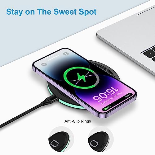 15 W Fast Wireless Charging Pad Duo for Samsung Galaxy S24 FE, S25 Ultra, Z Flip6, Google Pixel 9, i Phone 16 & More – Enhanced Compatibility, Sleek Design & Safety Features Included