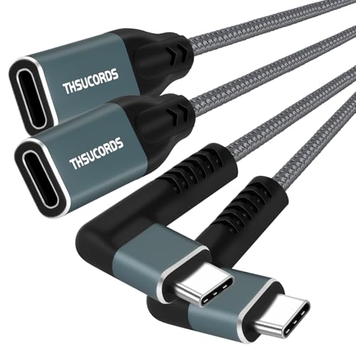High-Performance 100 W USB C Extension Cable 0.3 FT – 2 Pack | 10 Gbps Right Angle Male to Female Adapter for Seamless Charging & Data Transfer | Compatible with Mac Book, i Pad Pro, Nintendo Switch & Steam Deck | Enhanced Durability & Versatile Connectivity Solutions