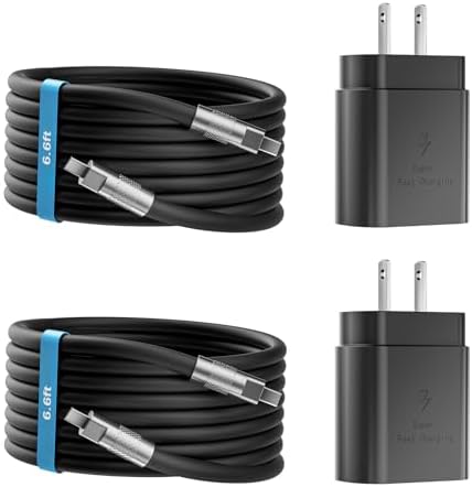Dual Pack 45 W USB-C Charger Block with 3.3 FT Fast Charging Cables – Ultimate Universal Compatibility for i Phone 15/16 and Samsung Galaxy S24/S23/S22 Ultra/Note 20 – Rapid Power Delivery and Enhanced Portability for Home, Office, and Travel – Durable Charging Solution for All Devices