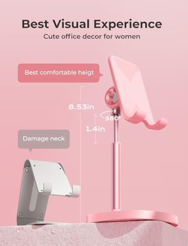 LISEN Cell Phone Stand Adjustable Phone Holer for Desk, Computer Office Desk Accessories for iPhone 16 Holder Women Kitchen Essentials Fits All Mobile Phones Switch Kindle iPads Tablet 4-10in Black – Enhanced Compatibility and Speed