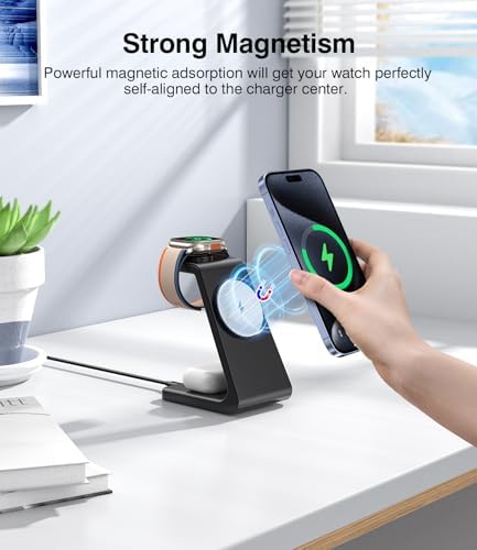 Ultimate 3-in-1 Wireless Charging Hub for Apple Devices: Fast Charging Dock for i Phone 16/15/14/13/12, Apple Watch Series 1-10, and Air Pods Pro with 20 W Adapter – Sleek Bedside Solution for a Clutter-Free Lifestyle