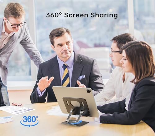 Versatile 360° Rotating Tablet Stand Holder – Durable Dual Rod Aluminum Design for Enhanced Stability and Adjustable Viewing – Universal Compatibility with i Pad, Samsung, Kindle, and More – Sleek Black Finish for Modern Workspaces – Perfect for Multitasking, Video Watching, and Reading Comfortably