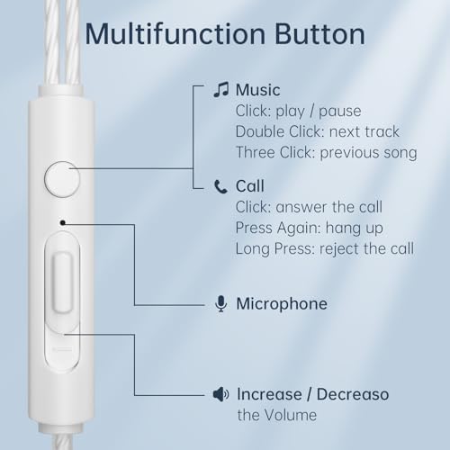 Viken Wired Earbuds with Microphone and Volume Control – Premium Heavy Bass Stereo Earphones for Noise Isolation – Universal 3.5 mm Jack Compatibility for i Pad, Laptop, MP3, and Phones – Ergonomic In-Ear Headset for Enhanced Sound Quality and Comfort