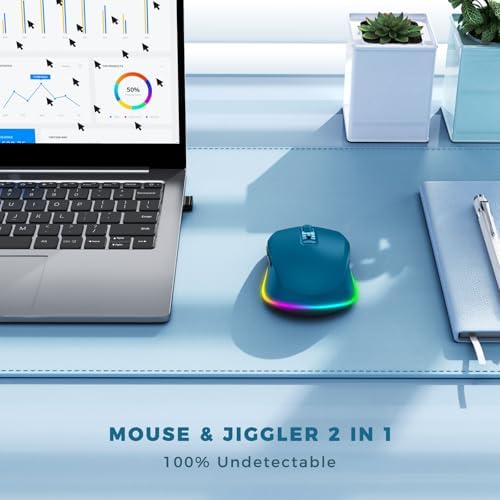 PEIOUS Rechargeable Wireless Mouse with LED – Innovative Jiggler Technology to Keep Your Computer Awake – Sleek Black Design for Optimal Comfort and Productivity