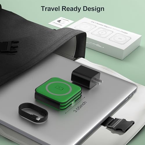 UCOMX Foldable 3-in-1 Wireless Charging Station: Ultimate Travel Charger for i Phone 12-16 Pro Max, Apple Watch Series 3-Ultra, and Air Pods Pro – Rapid Nano Technology for Fast, Safe Charging & Clutter-Free Convenience