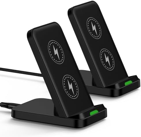 Samsung Fast Wireless Charging Stand Dual Pack – Sleek Desk Charger Station for Galaxy S25 Ultra, i Phone 16 Pro Max, Pixel 9/8 – Enhanced Speed, Compatibility & Safety Features – Ideal for Home & Office Use