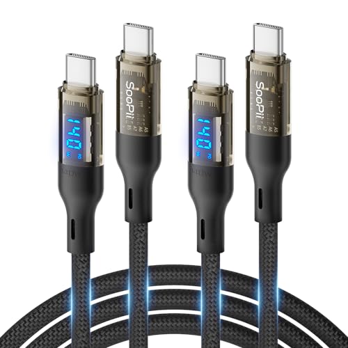 Transform Your Charging Setup with SOOPII 240 W USB C to USB C Cable – 10 ft Durable Power Cable Featuring LED Display for Fast Charging Mac Book Pro, i Phone 16/15 Pro Max, Galaxy S23 Ultra & More – High-Performance, Versatile Design for All Devices