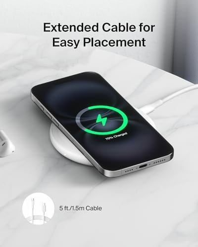 Belkin 15 W Qi Wireless Charging Pad – Fast, Efficient Charging for i Phone 16/15/14/13, Samsung Galaxy S25/S24, and Google Pixel – Eco-Friendly Design with Power Supply & Cable – Safe Charging with Case Compatibility – Perfect for Home or Travel – 2-Year Warranty Included