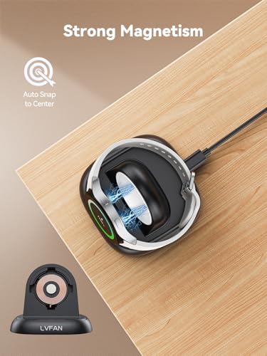 Sleek Magnetic Wireless Charger for Samsung Galaxy Watch 7, Ultra, 6, 5 & 4 – LVFAN Quick Charge Dock with Elegant Design for Home & Office – Robust Smartwatch Charging Solution for Enhanced Style and Efficiency