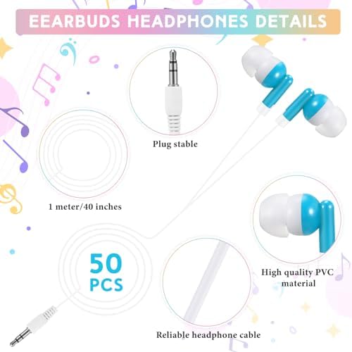 Bulk 50 Pack Red Wired In-Ear Headphones – Individually Bagged Earbuds for Enhanced Sound Quality and Device Compatibility – Perfect for Schools, Events, and Corporate Giveaways