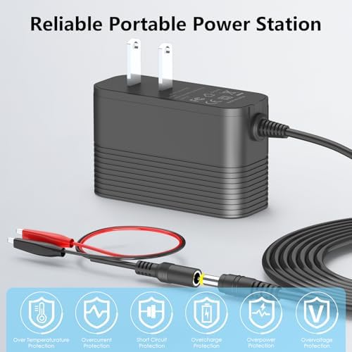 Rapid 14.6 V Lithium Iron Phosphate Battery Charger with Dual Alligator Clips – Fast-Acting AC Power Adapter for 12 V Li Fe PO4 Battery Packs – Enhanced Safety Features, Lightweight Design, and Universal Compatibility for Talentcell Solutions