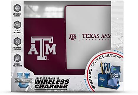NCAA Unisex Fast Wireless Charging Stand & Desk Organizer – Stylish Multi-Device Charger for Sports Enthusiasts, Efficient Workspace Solution with Built-in Accessory Compartments