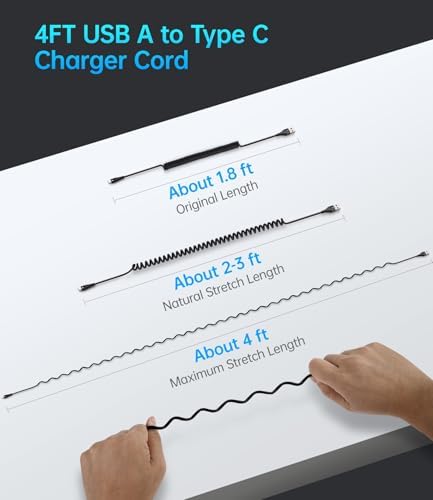 Coiled USB C to USB C Charger Cable 2-Pack (3 FT) – Fast Charging for i Phone 16/15/15 Pro/15 Plus/15 Pro Max & Samsung Galaxy S23 – Tangle-Free Design for Effortless Use in Car or Home – Durable, Flexible Power Solution for All USB C Devices