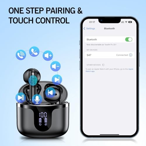 Revolutionary Wireless Earbuds with Advanced Bluetooth 5.3 – 50 Hours of Uninterrupted Playtime, Enhanced ENC Noise Cancelling Microphones for Superior Call Clarity, LED Battery Indicator, Sport-Optimized Design for Phones, Tablets, and Laptops – Elegant White Finish for Comfort & Performance Excellence