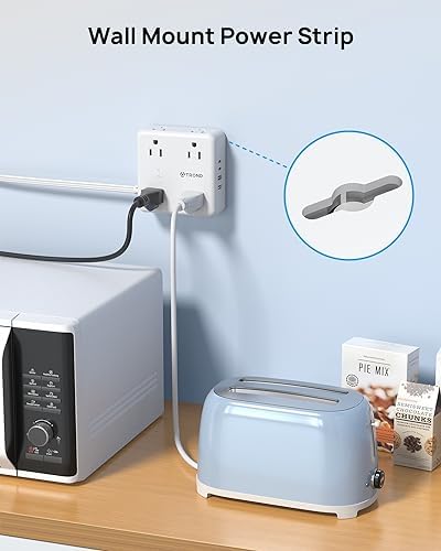 Maximize Your Living Space with TROND 6 FT Flat Extension Cord – 8 Outlet Power Strip with 4 USB Ports and 1700 Joules Surge Protection for Seamless Home Organization and Efficient Device Charging