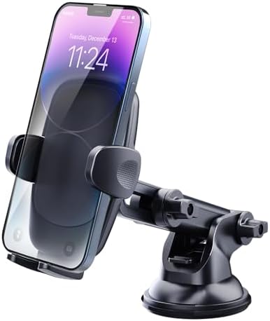 DEERLAMN Car Phone Holder, [Upgraded Stronger Suction] Phone Mount for Car Dashboard & Windshield, Universal Cellphone Holder Fit for iPhone 16 Pro Max 15 14 13 12 All Smartphone – Enhanced Compatibility and Speed