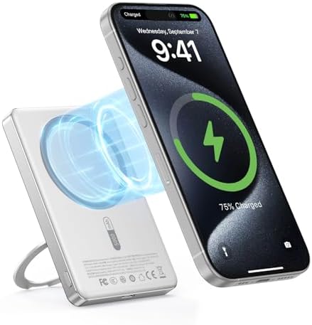 ORICO Kada5 Mag Safe 5000 m Ah Wireless Power Bank – Ultra-Slim Magnetic Charger with 360° Rotatable Stand & Type-C Cable – 20 W PD Fast Charging for i Phone 12-16 Series – Lightweight, All-Day Power Solution for On-the-Go Users