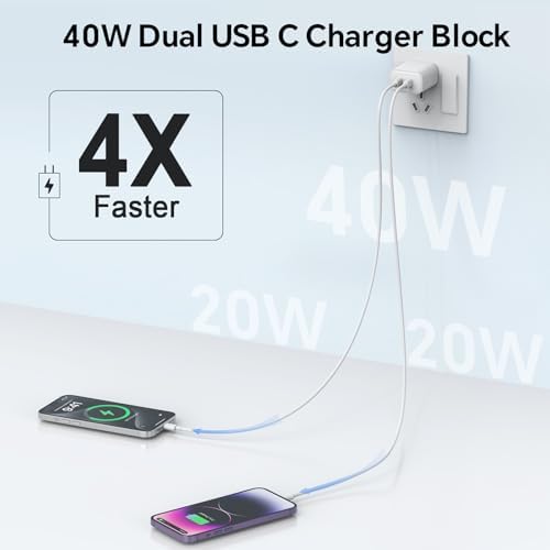 Unleash Rapid Charging Power with i GENJUN 3-Pack 40 W Dual USB-C Charger – Perfect for i Phone 15 Series, Galaxy Smartphones, and Tablets – Ultra-Lightweight Power Adapter Featuring Smart Dual Ports and Advanced Safety for Reliable On-the-Go Charging Solutions