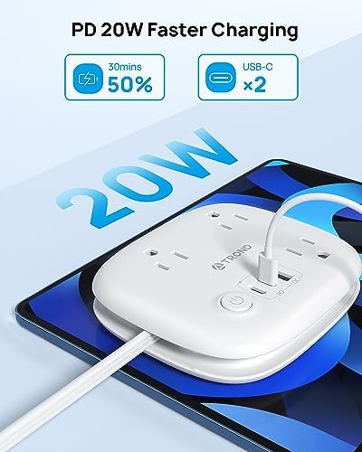 Ultimate Travel Power Strip with Fast Charging USB-C, 3 Spacious Outlets, and 2.6 FT Cord – Perfect for Hotels, Cruise Ships & On-the-Go Power Needs – Compact & Lightweight Design for Effortless Portability and Enhanced Device Compatibility