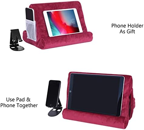 Ultimate Comfort Multi-Angle Tablet Holder and Phone Stand Set – Lightweight and Sturdy Design with Storage Pocket – Ergonomic Cushion for Enhanced Stability and Versatile Use – Modern Black and Light Green Aesthetic for Stylish Workspaces and On-the-Go Convenience